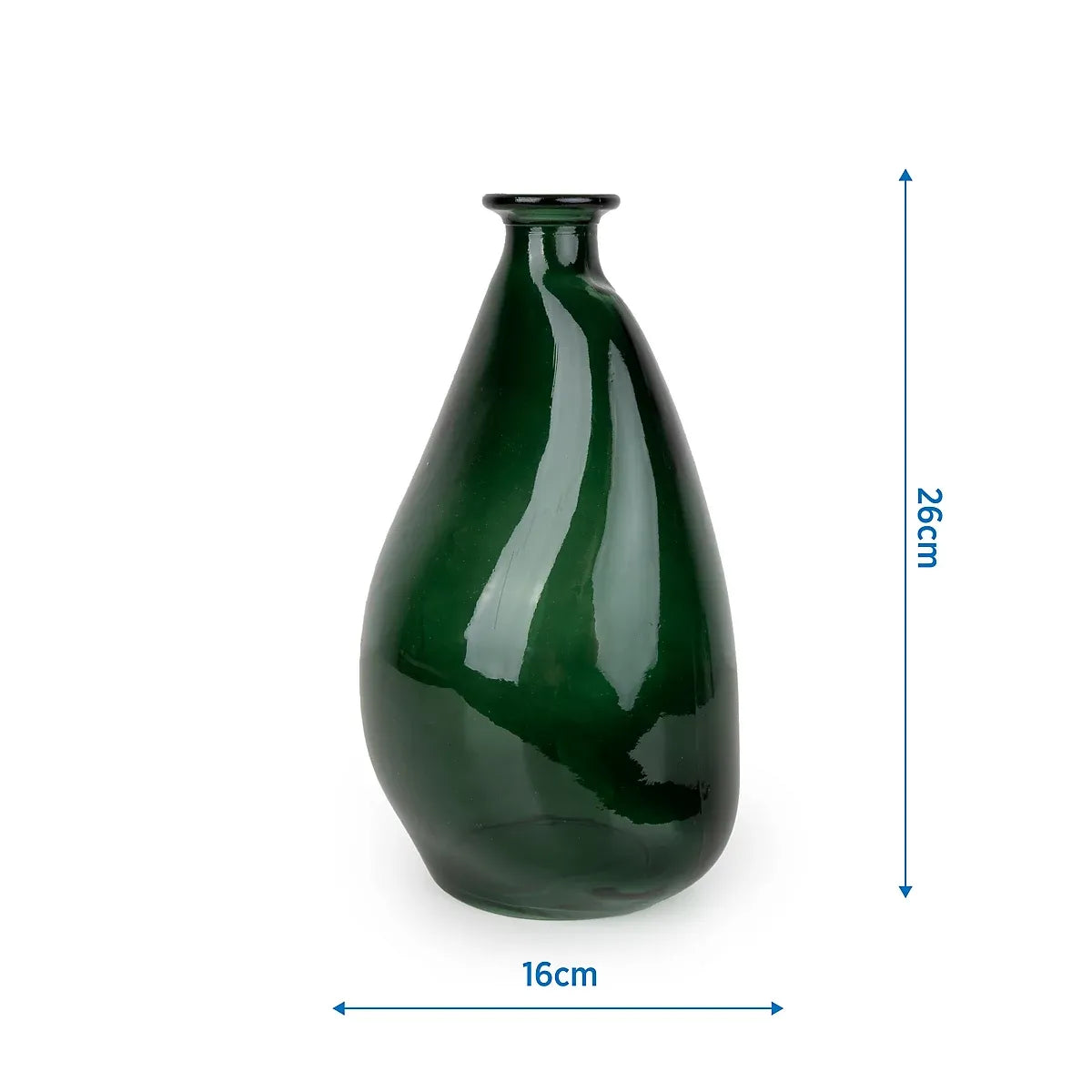 Candlelight Medium Green Gloss Glass Irregular shaped Vase, (H)26cm (D)16cm-Furniture Kingdom