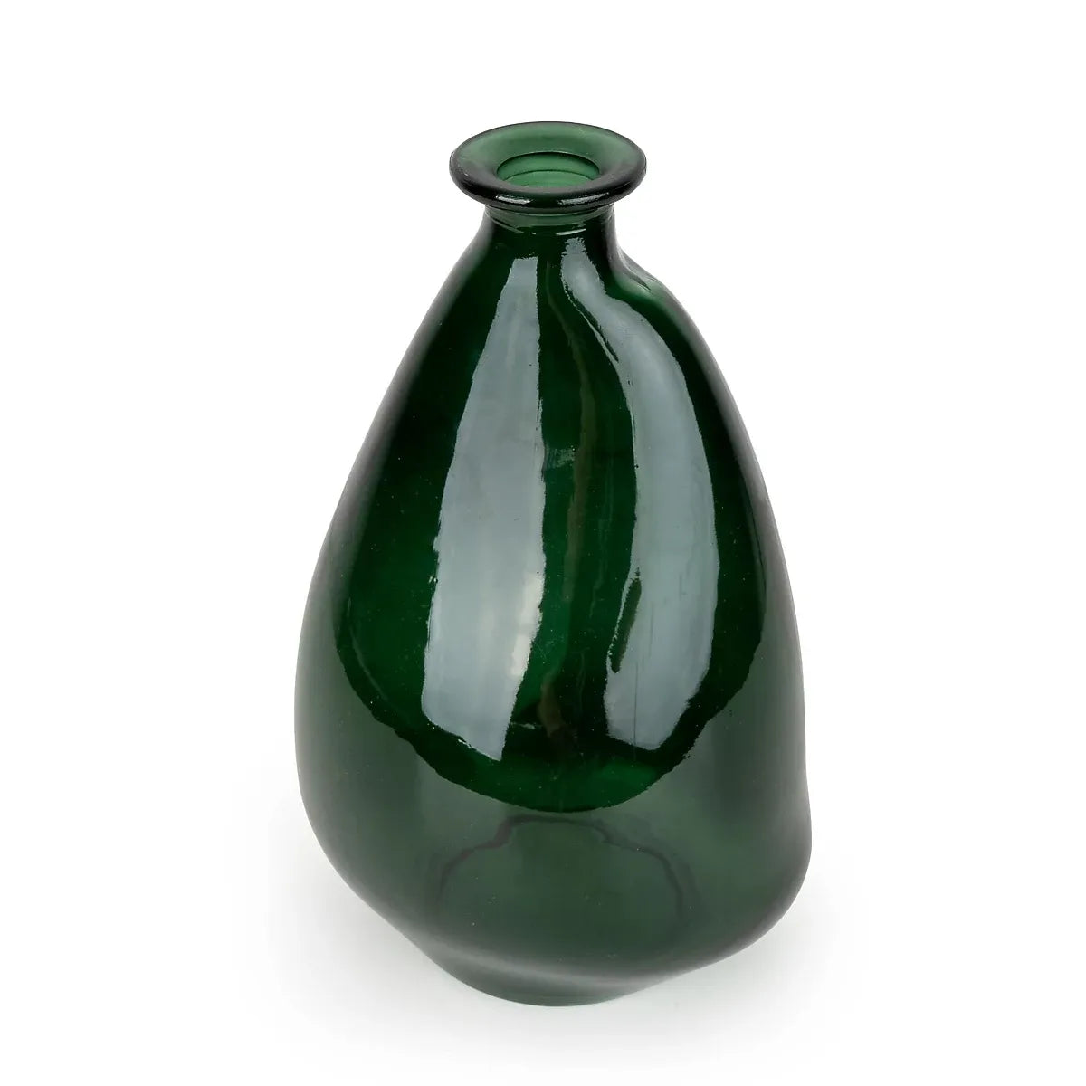 Candlelight Medium Green Gloss Glass Irregular shaped Vase, (H)26cm (D)16cm-Furniture Kingdom