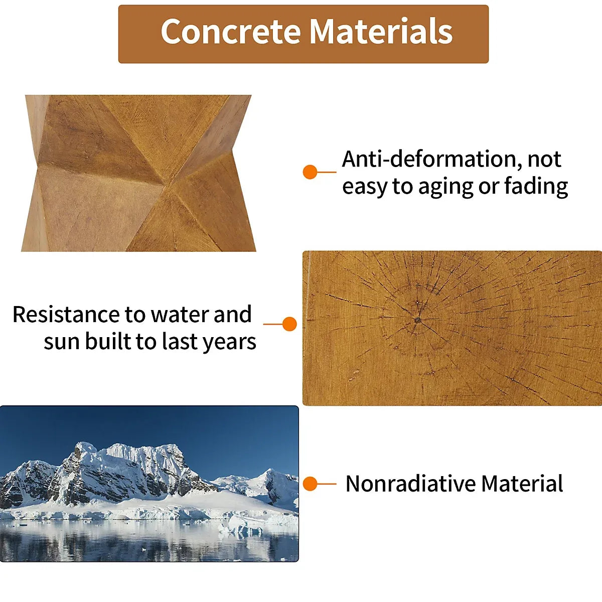 FATIVO Indoor Outdoor Sofa Side Table Pedestal Concrete Accent Table-Furniture Kingdom