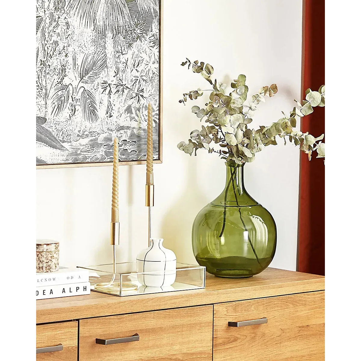 Flower Vase ACHAAR Glass 34 cm Olive Green-Furniture Kingdom