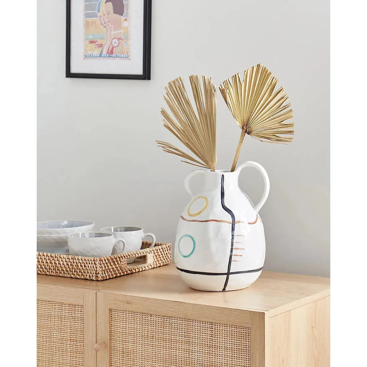 Flower Vase DORY Stoneware 28 cm White-Furniture Kingdom