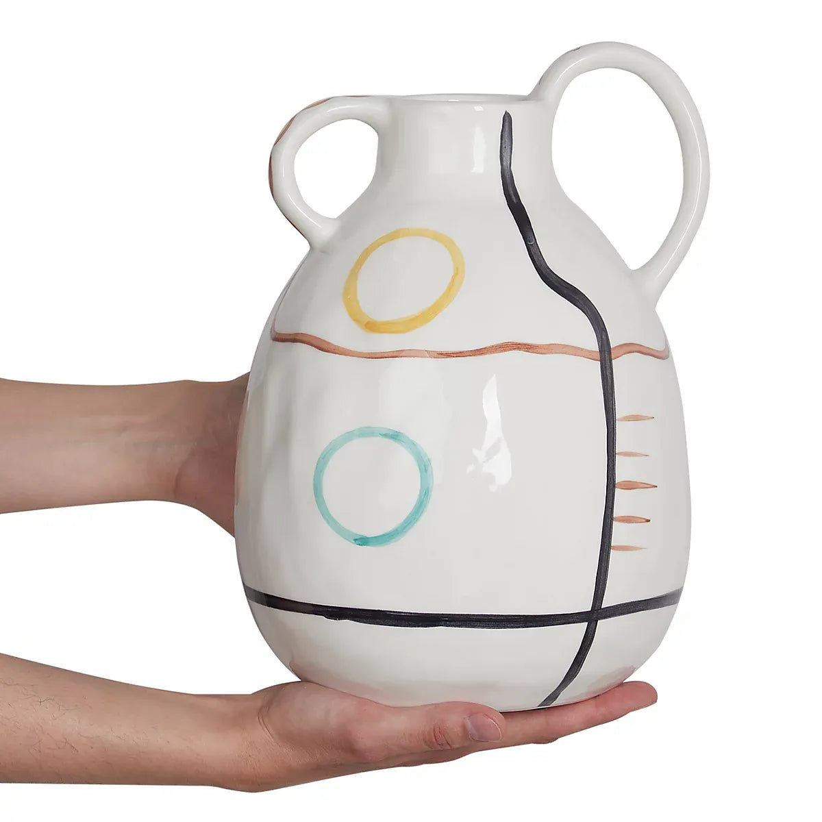 Flower Vase DORY Stoneware 28 cm White-Furniture Kingdom