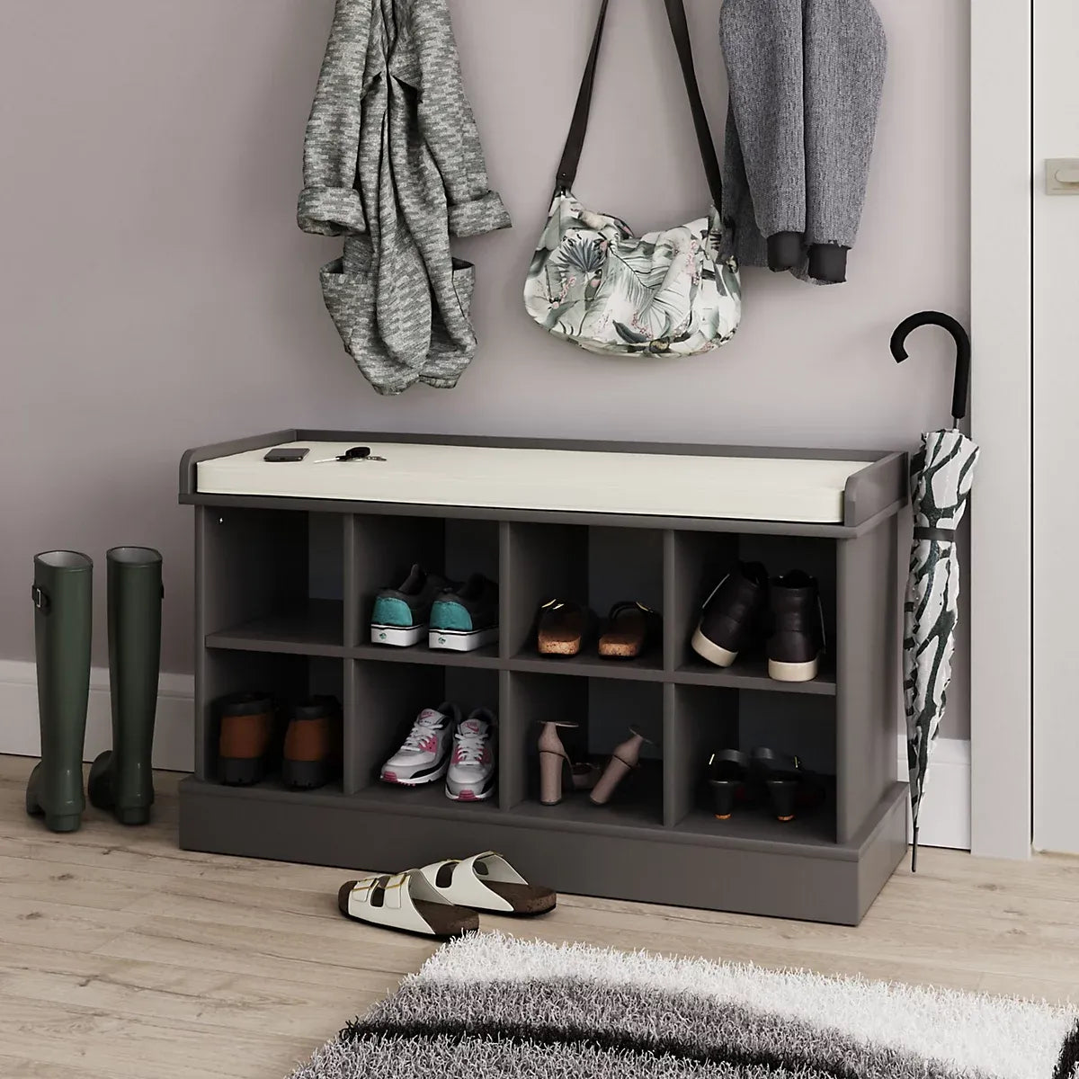 GFW Kempton Open Shoe Bench Grey-Furniture Kingdom