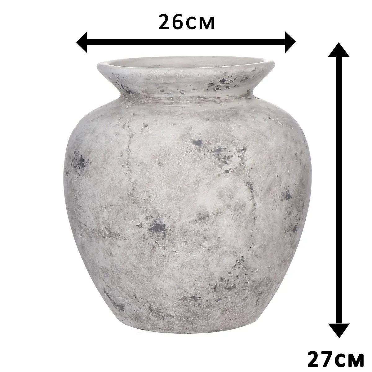 Grey Ceramic Vase, (H)27cm (D)26cm-Furniture Kingdom