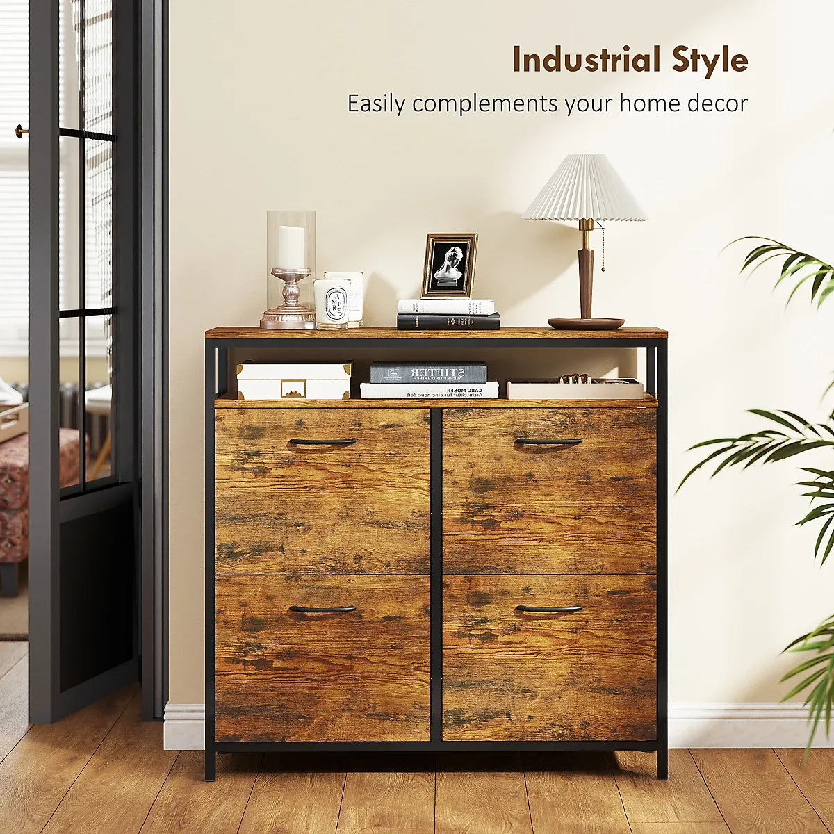 HOMCOM Shoe Cabinet with 4 Flip Drawers, Holds 12-20 Pairs, Rustic Brown-Furniture Kingdom