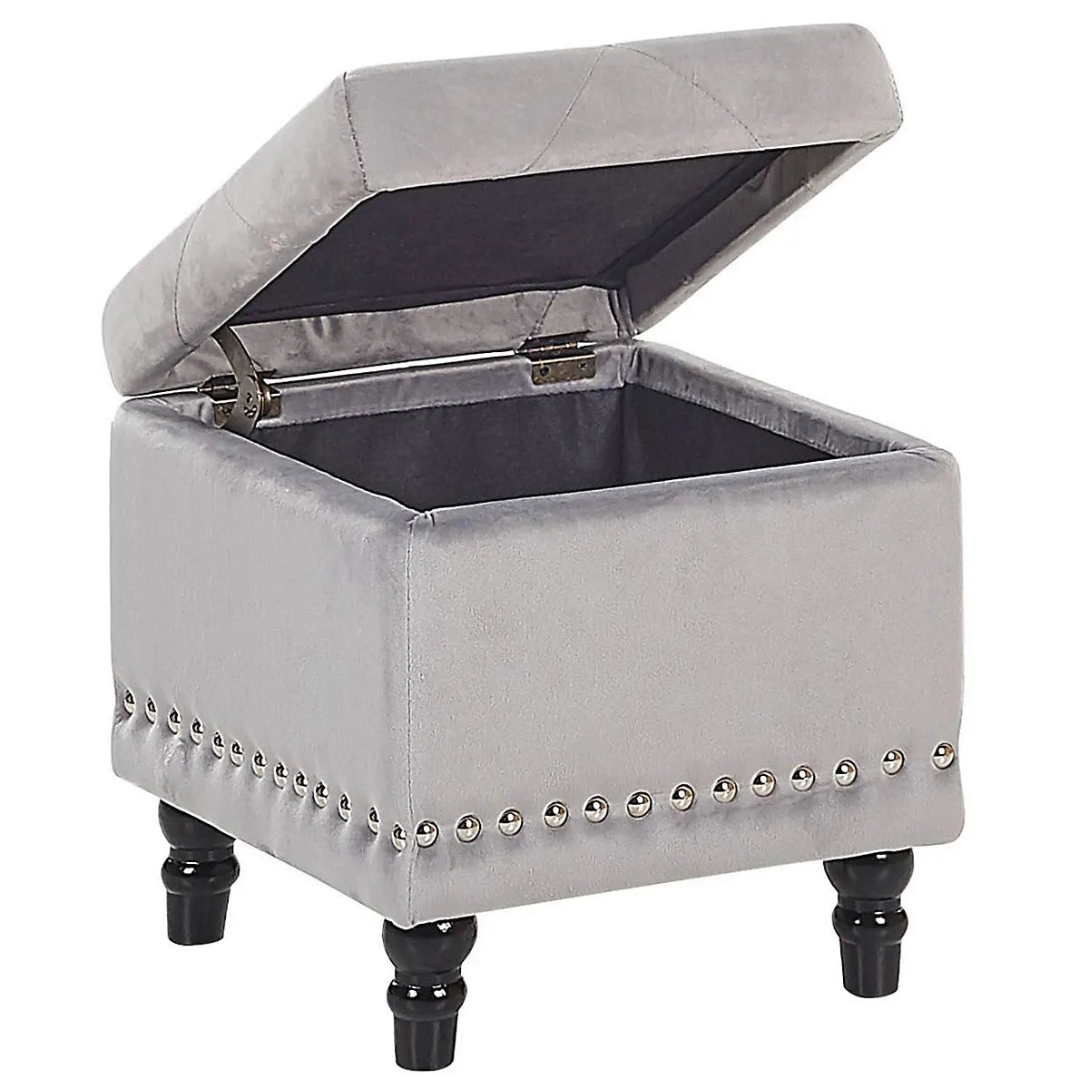 Storage Pouffe LORETTO Velvet Light Grey-Furniture Kingdom