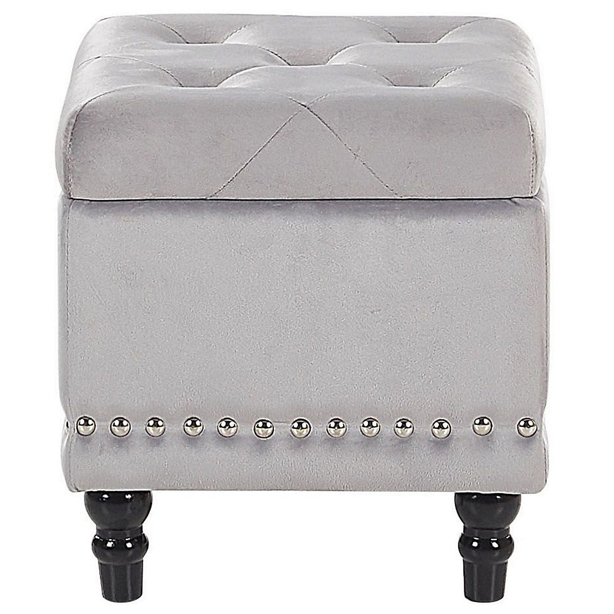 Storage Pouffe LORETTO Velvet Light Grey-Furniture Kingdom