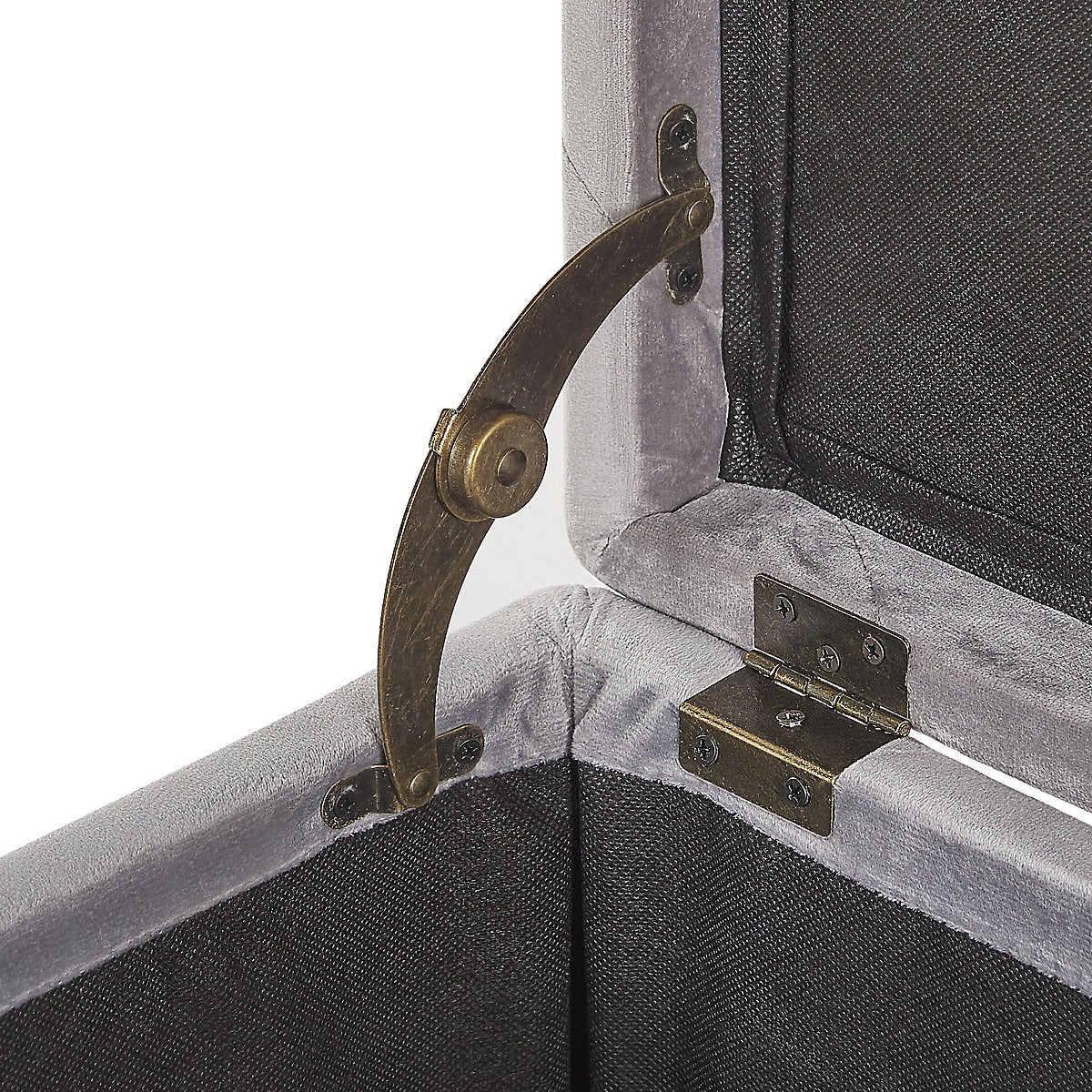 Storage Pouffe LORETTO Velvet Light Grey-Furniture Kingdom