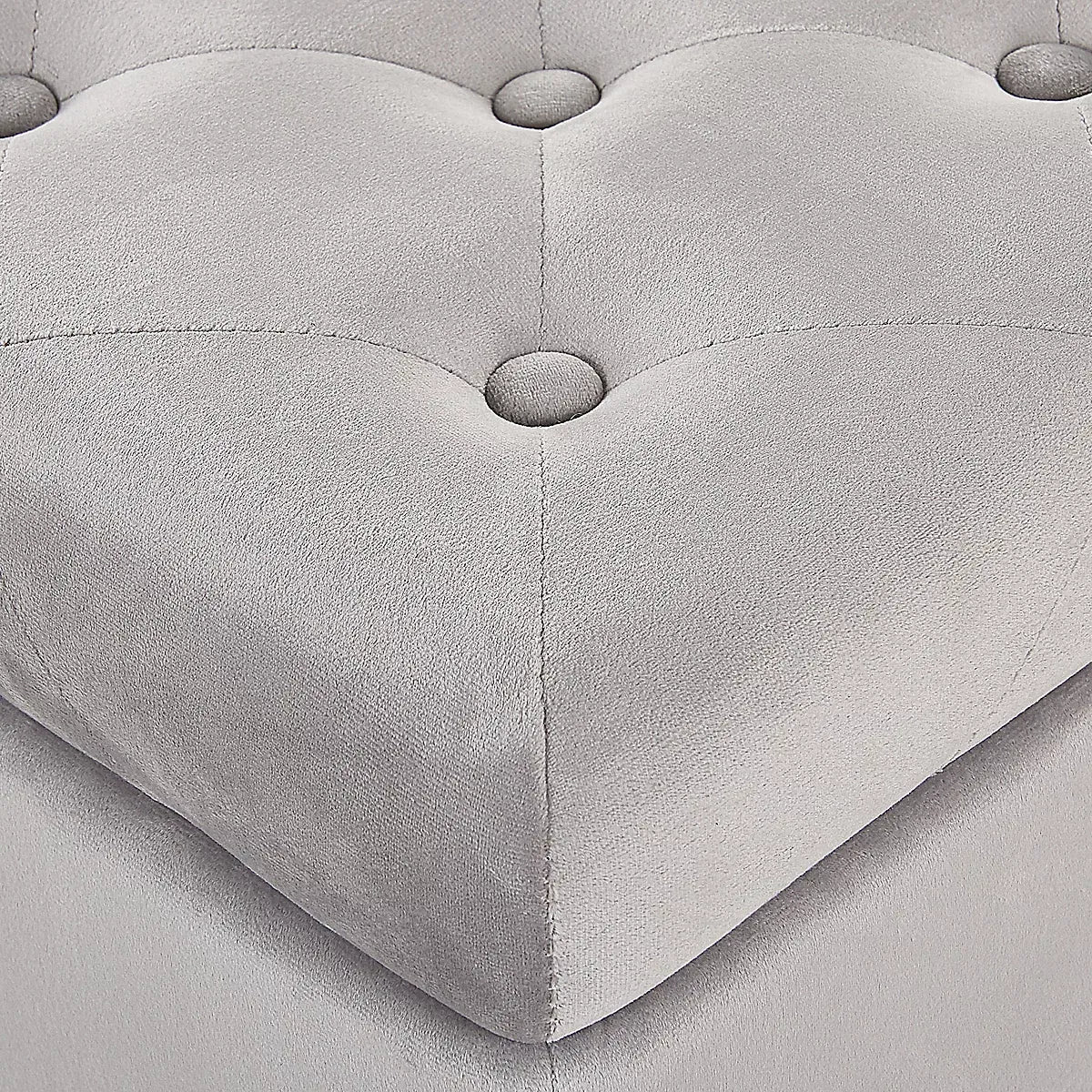 Storage Pouffe LORETTO Velvet Light Grey-Furniture Kingdom