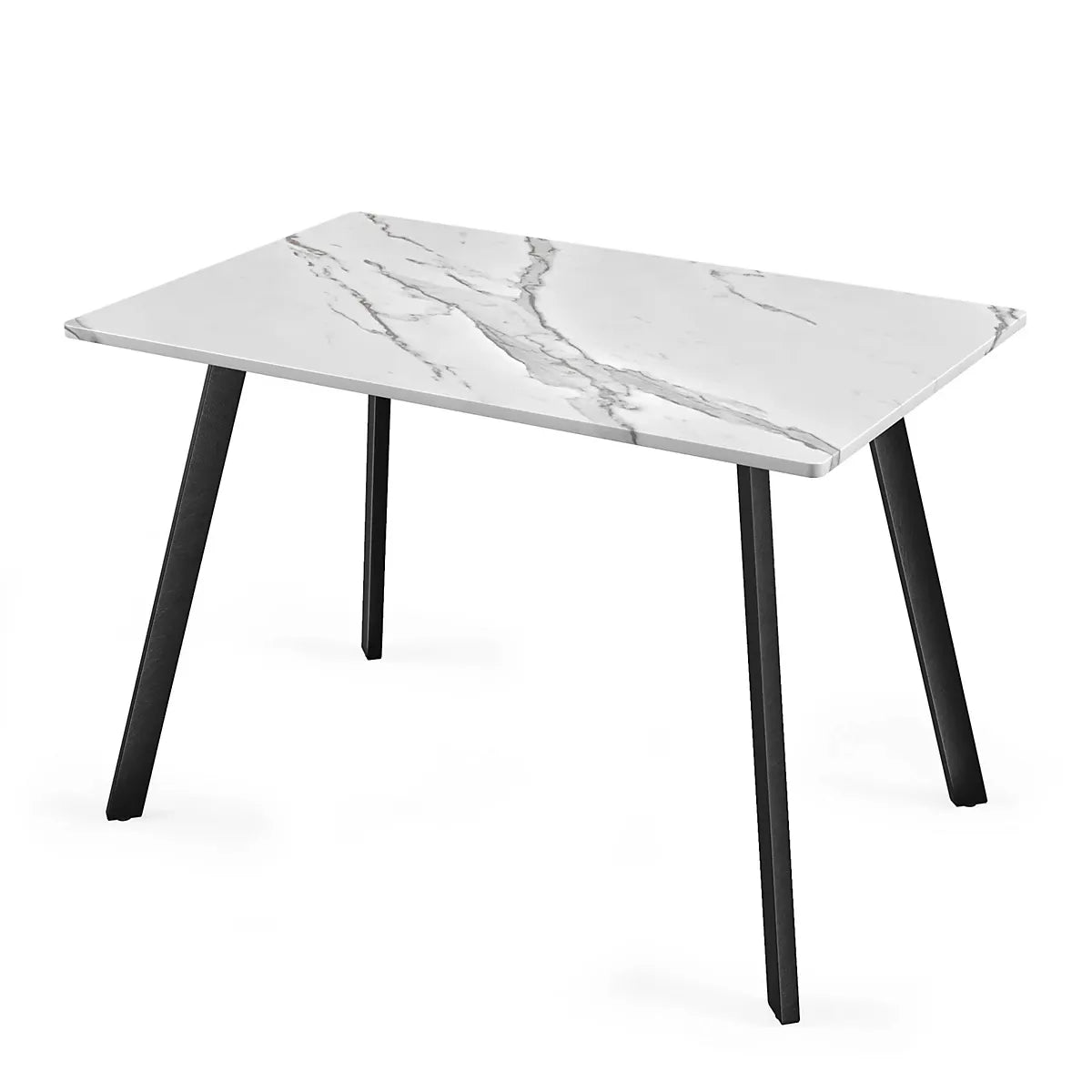 URBNLIVING 75cm Height 4-6 Person Large White Marble Dining Table w/ Metal Legs Kitchen Breakfast Dinner-Furniture Kingdom