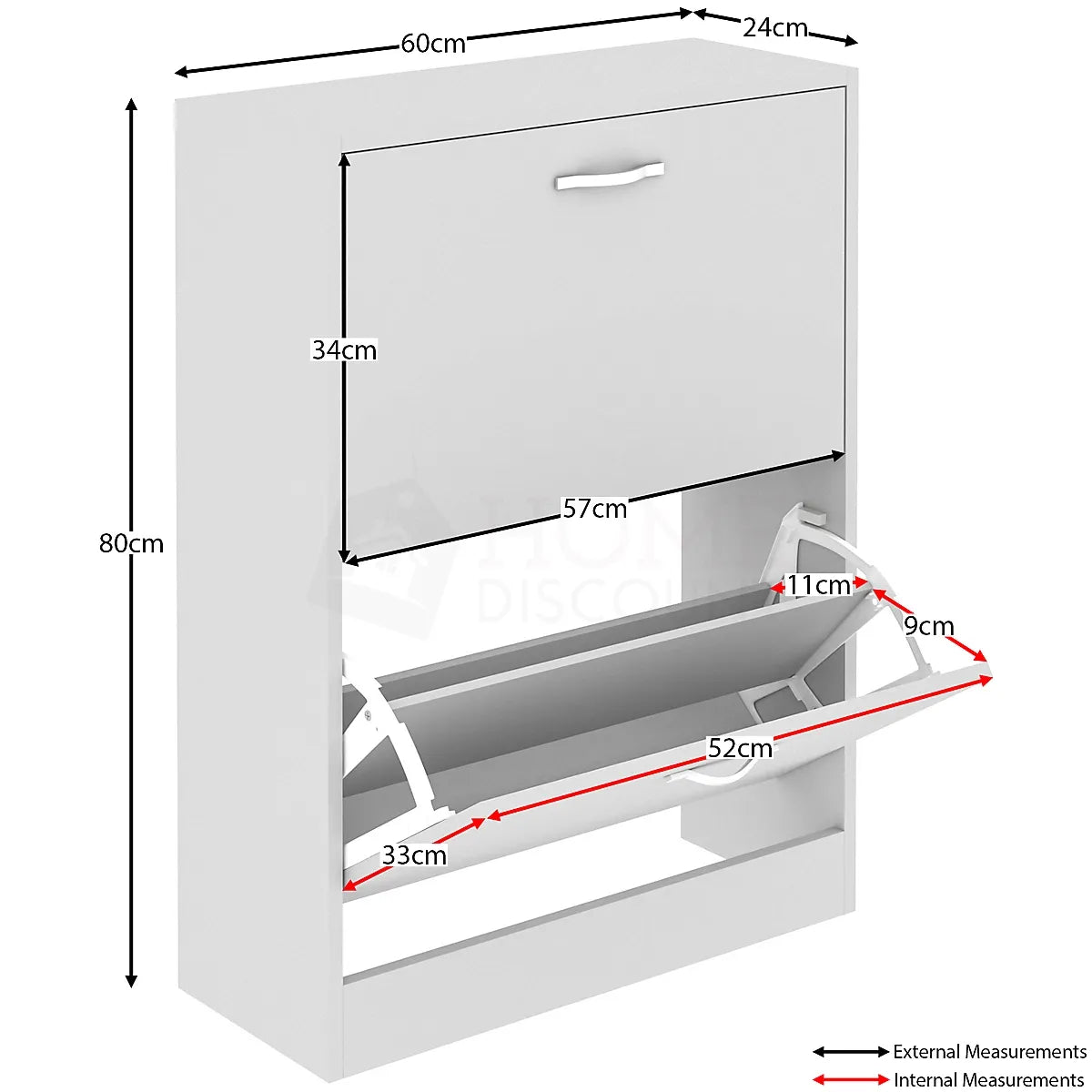 Vida Designs 2 Drawer Shoe Storage Cabinet White-Furniture Kingdom