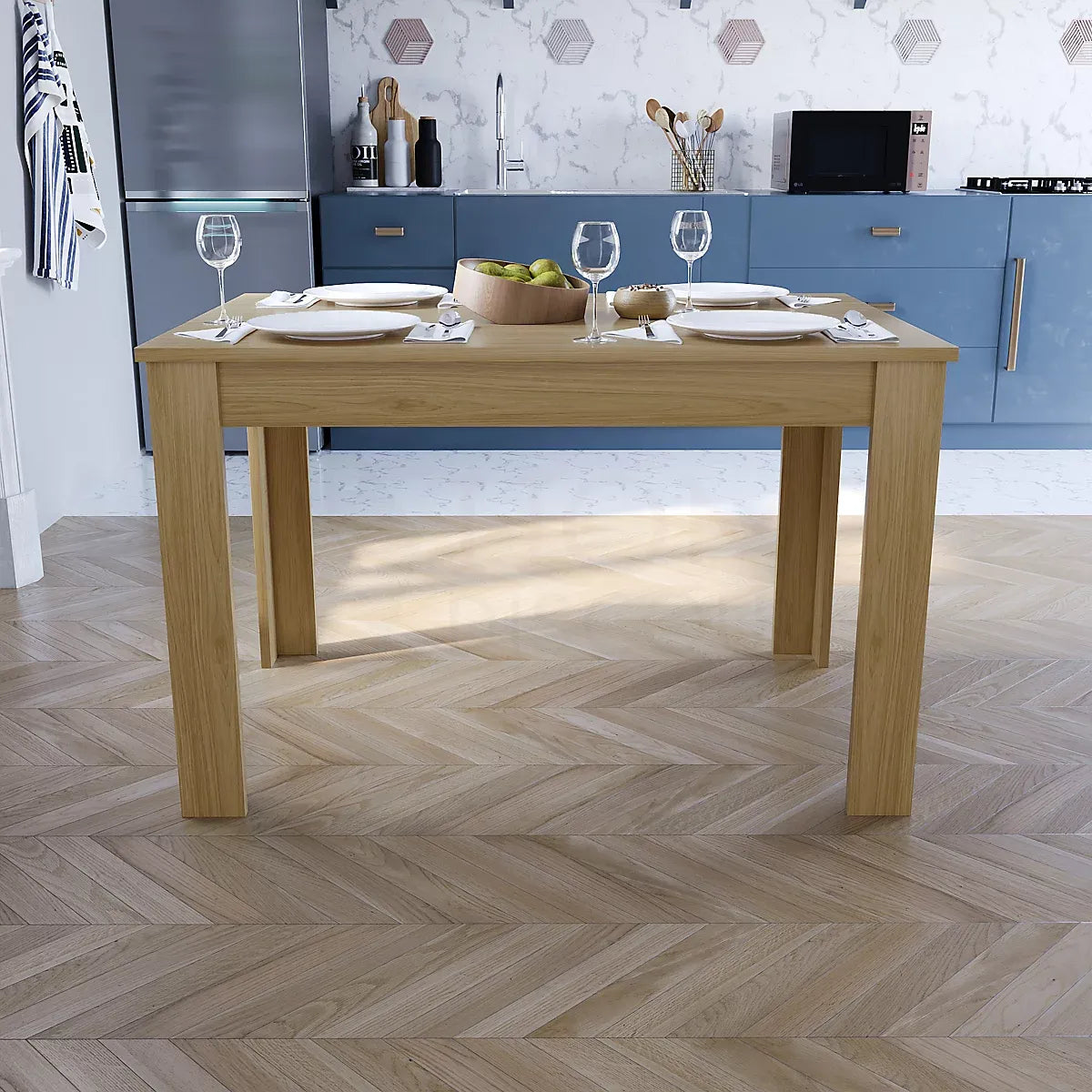 Vida Designs Medina Oak 4 Seater Dining Table-Furniture Kingdom